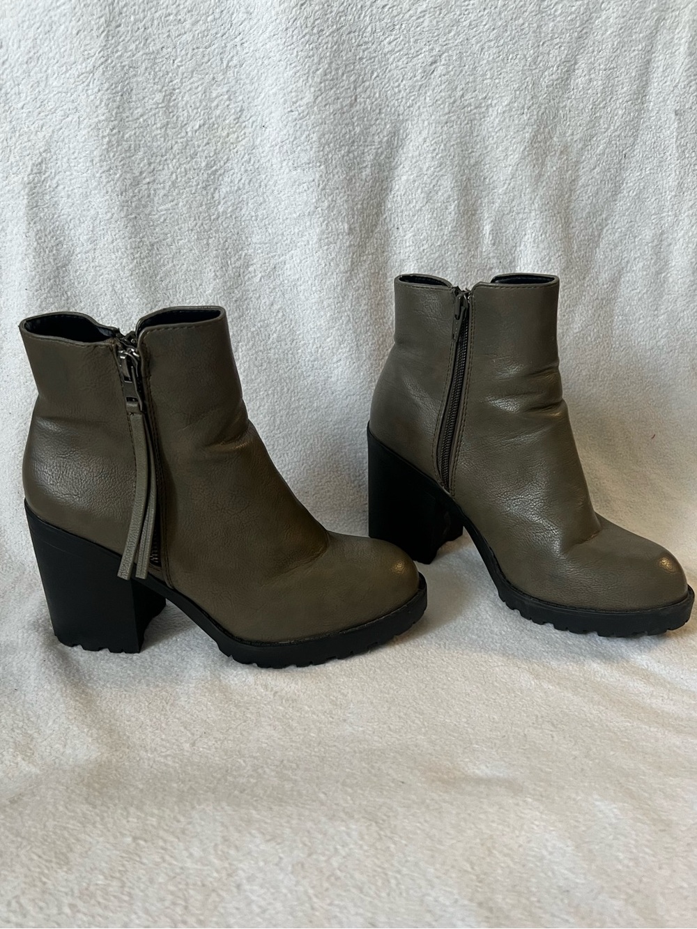 Call it Spring - Women's Olive Green Chunky Heel Ankle Boots